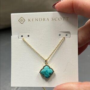 New Kendra Scott Gold Necklace with Blue Pendant